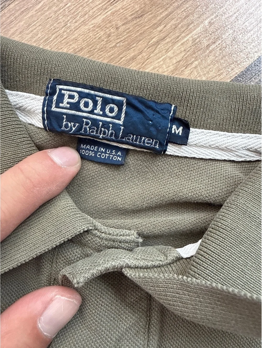 Vintage Polo R.L. Polo Shirt Men's Medium Made in USA Olive Green 100% Cotton